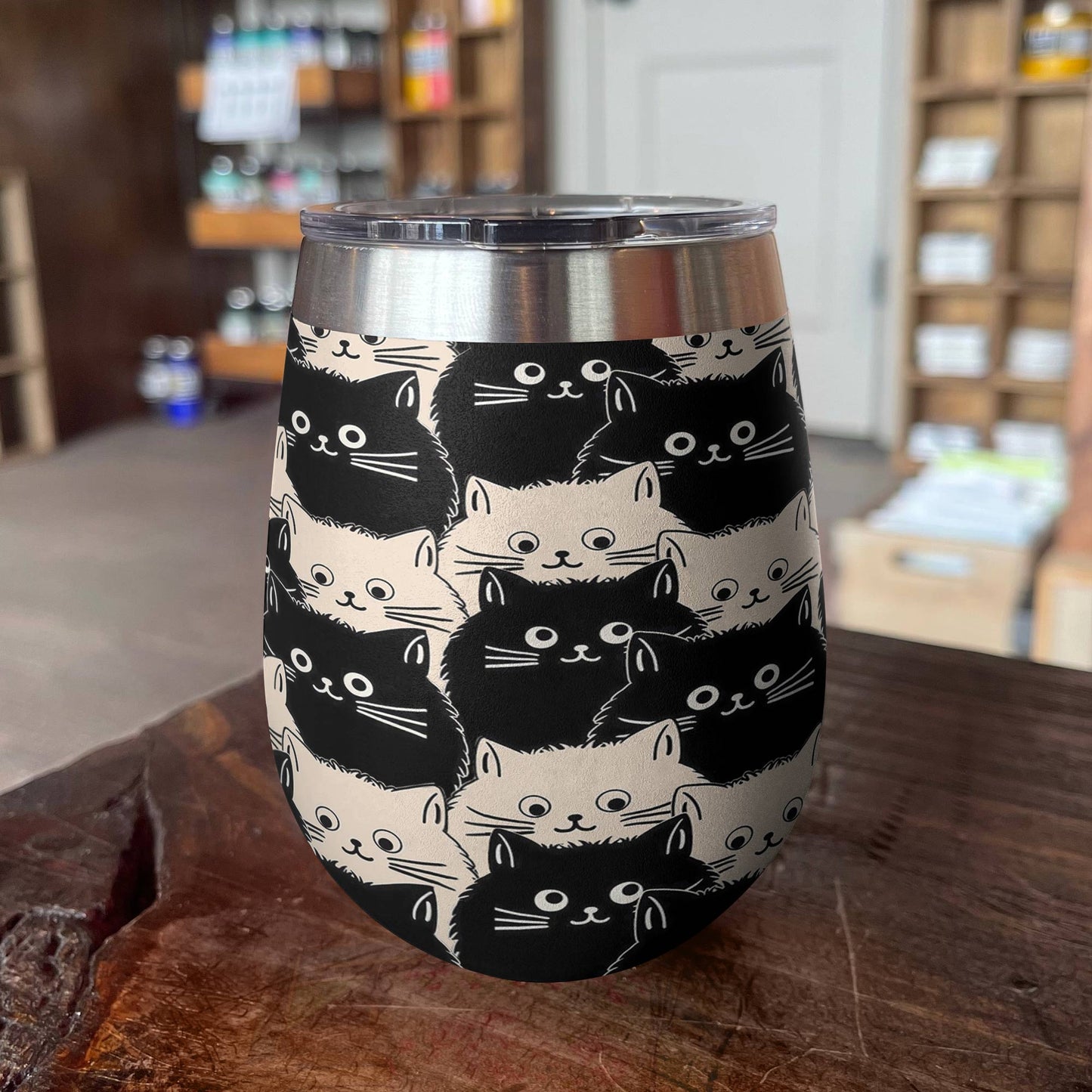 Shineful Wine Tumbler Cute Fat Cats