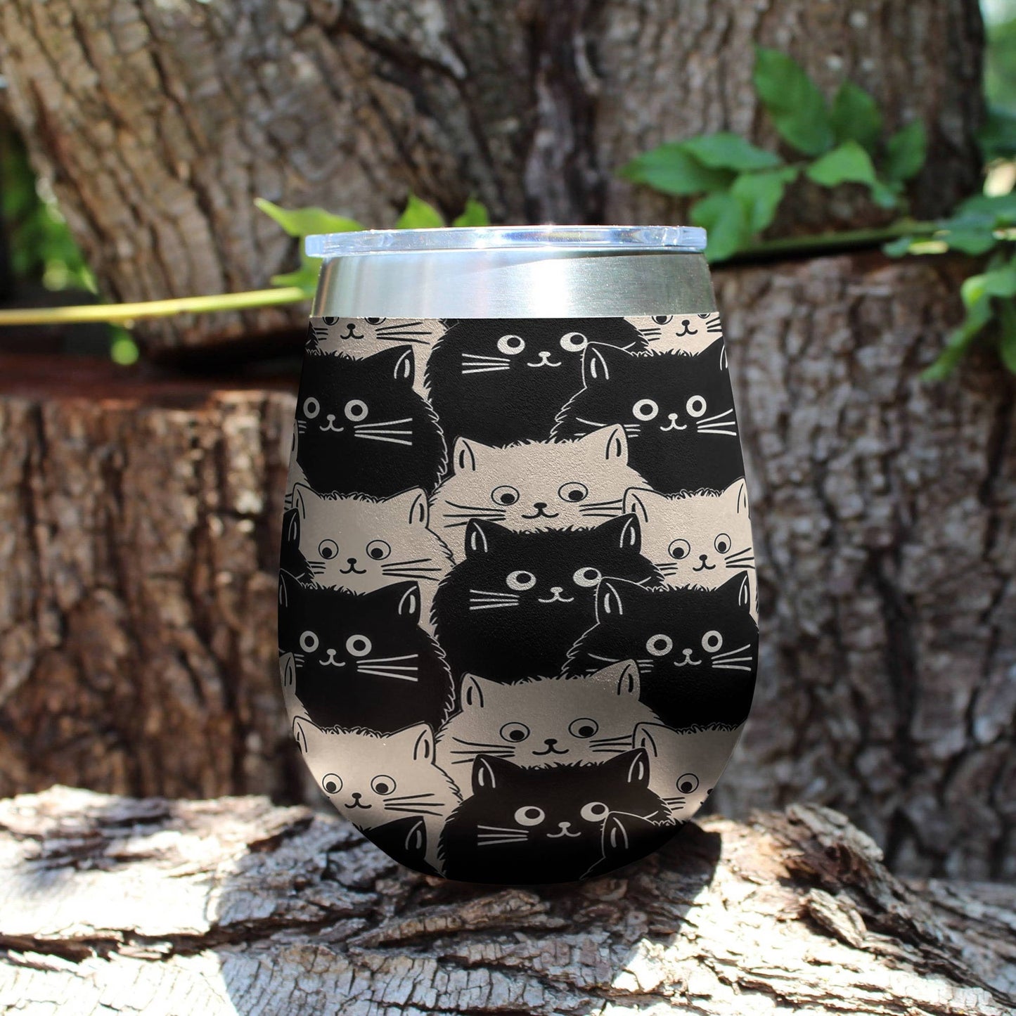 Shineful Wine Tumbler Cute Fat Cats