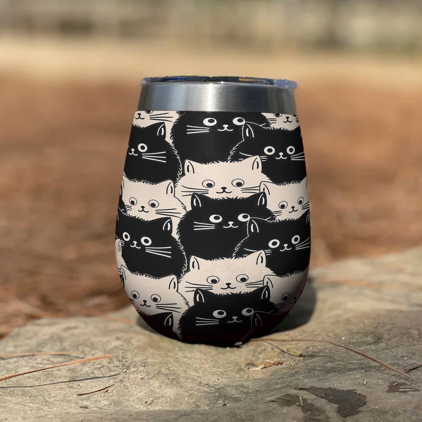 Shineful Wine Tumbler Cute Fat Cats