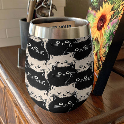 Shineful Wine Tumbler Cute Fat Cats