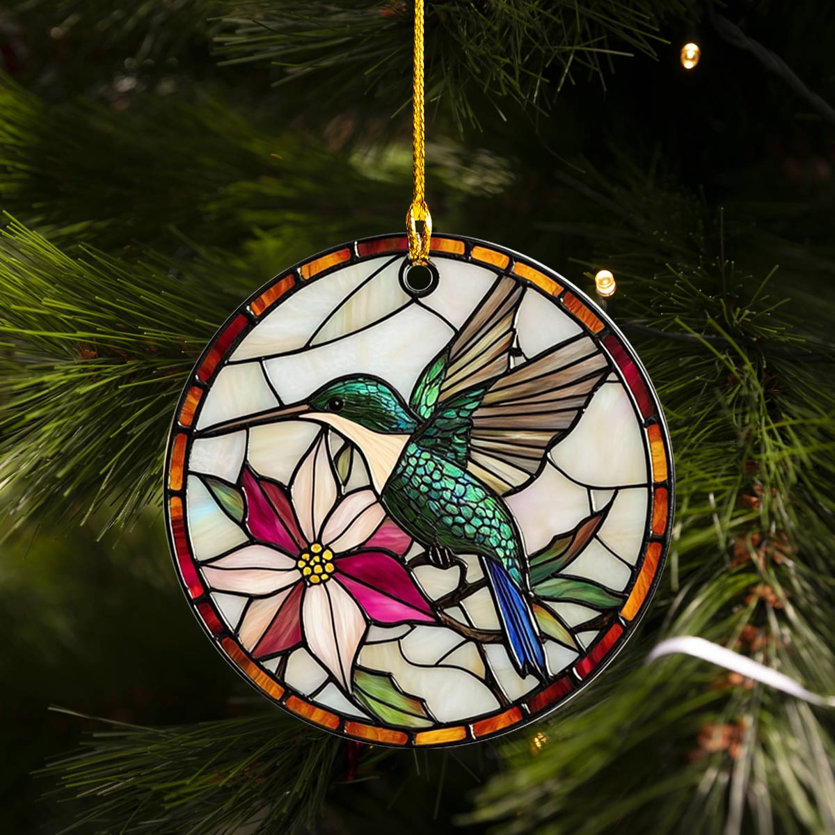 Shineful 2D Acrylic Ornament Stained Glass Hummingbird