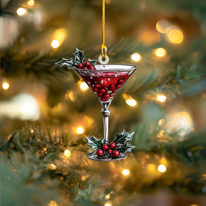 Shineful Acrylic Ornament Holly Berry Martini