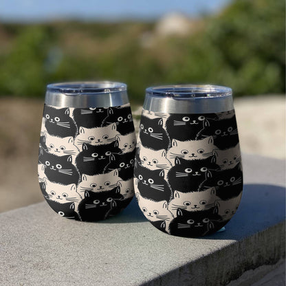 Shineful Wine Tumbler Cute Fat Cats