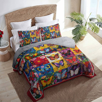 Shineful All Season Quilt 3-Piece Set Splendid Butterflies Flowers