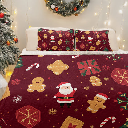 Shineful All Season Quilt 3-Piece Set Cute Christmas Pattern