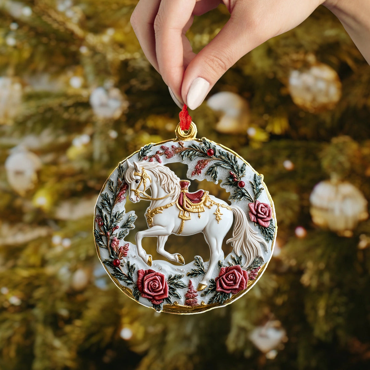 Shineful 2D Acrylic Ornament Victorian Rose Horse