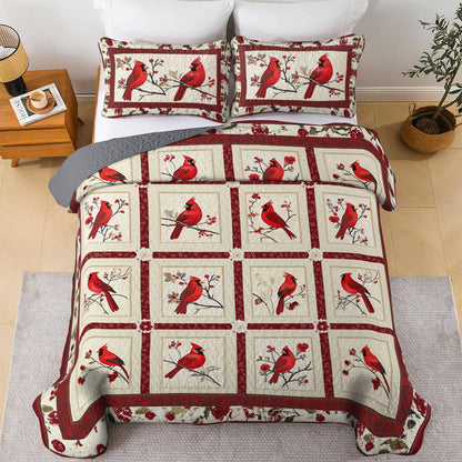 Shineful All Season Quilt 3-Piece Set Exquisite Cardinals