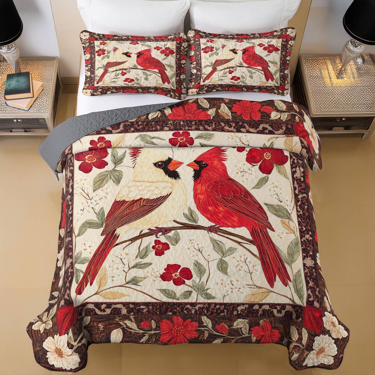 Shineful All Season Quilt 3-Piece Set Cardinals I Am Always With You