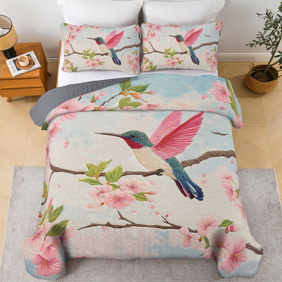 Shineful All Season Quilt 3-Piece Set - Hummingbird Bliss