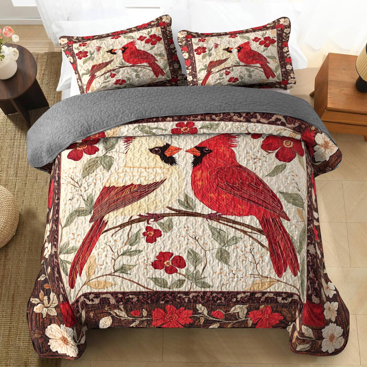 Shineful All Season Quilt 3-Piece Set Cardinals I Am Always With You