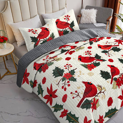 Shineful All Season Quilt 3-Piece Set Dazzling Cardinals