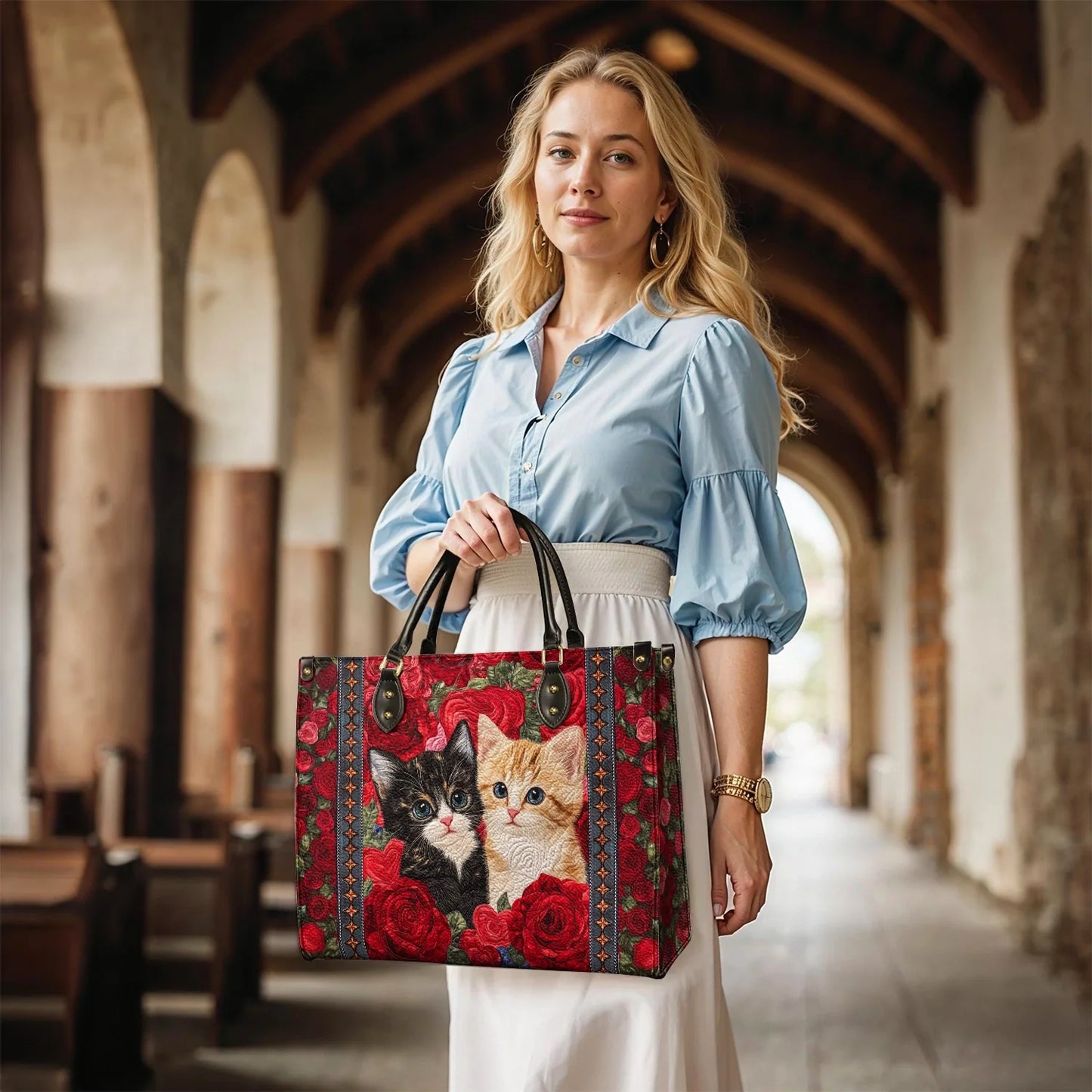 Sac en cuir brillant Chat Purrfect Rose Companions