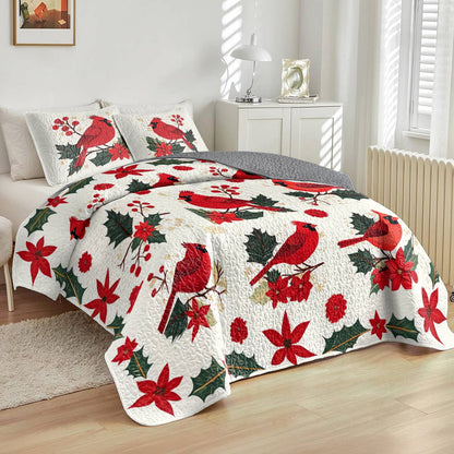 Shineful All Season Quilt 3-Piece Set Dazzling Cardinals