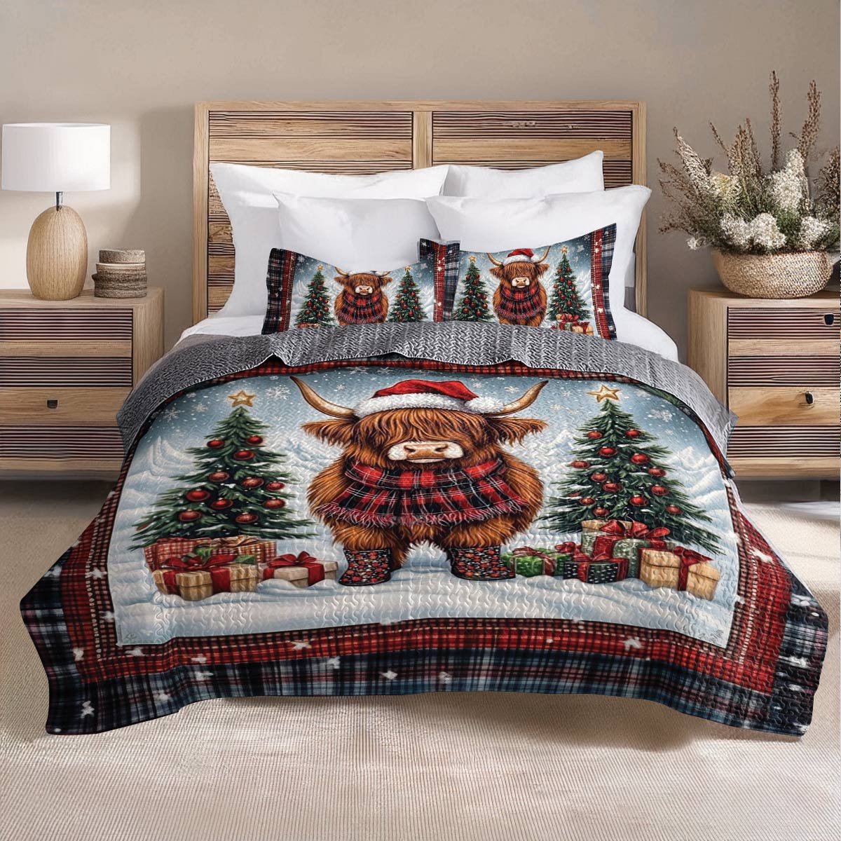 Shineful All Season Quilt 3-Piece Set Mooey Christmas