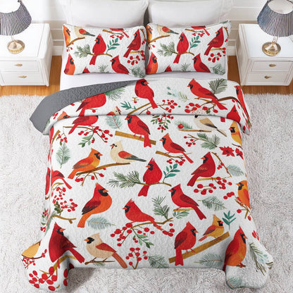 Shineful All Season Quilt 3-Piece Set Cardinals Family