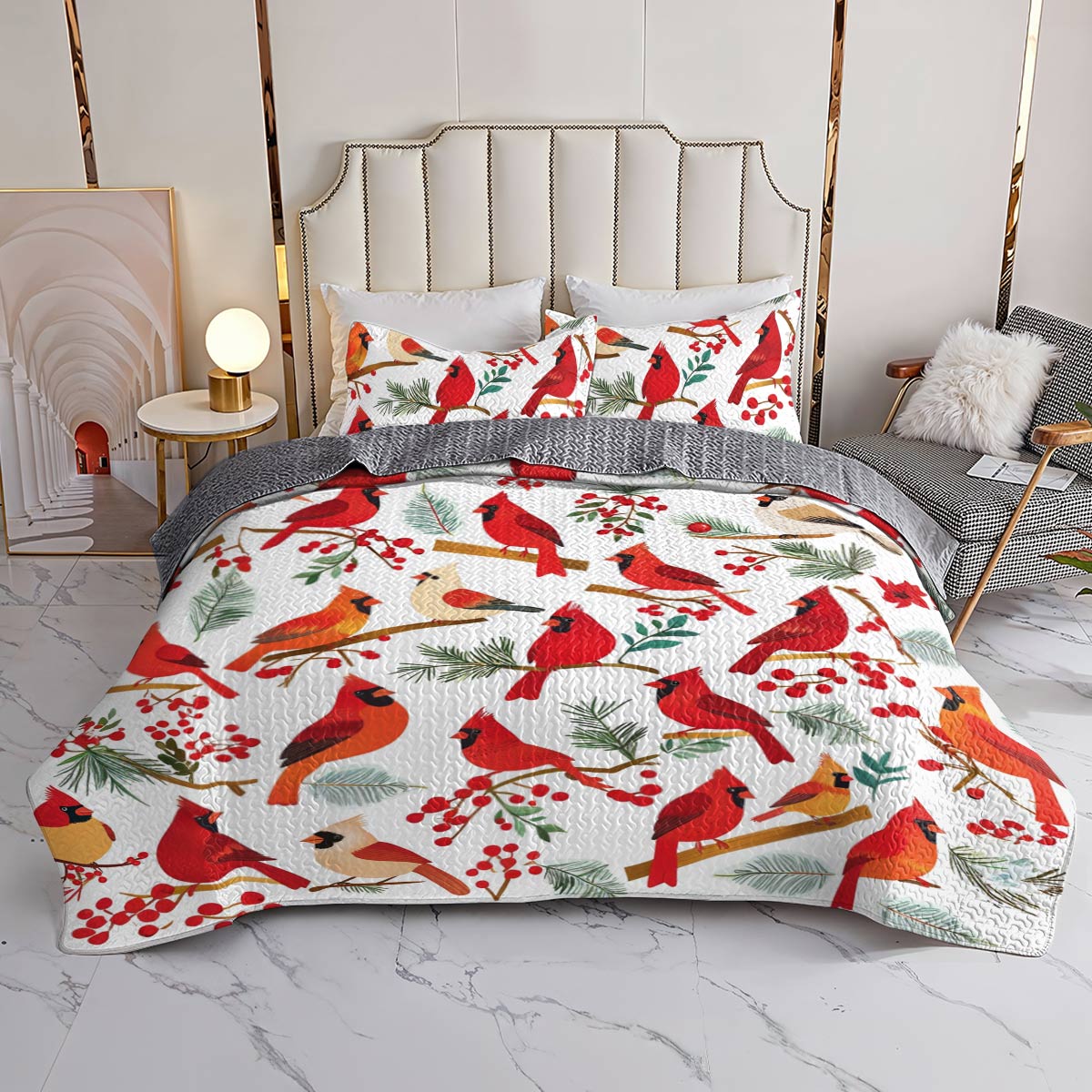 Shineful All Season Quilt 3-Piece Set Cardinals Family