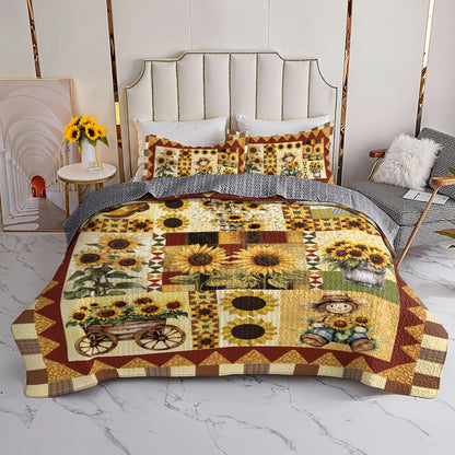 Shineful All Season Quilt 3-Piece Set Sunlit Farm Patchwork