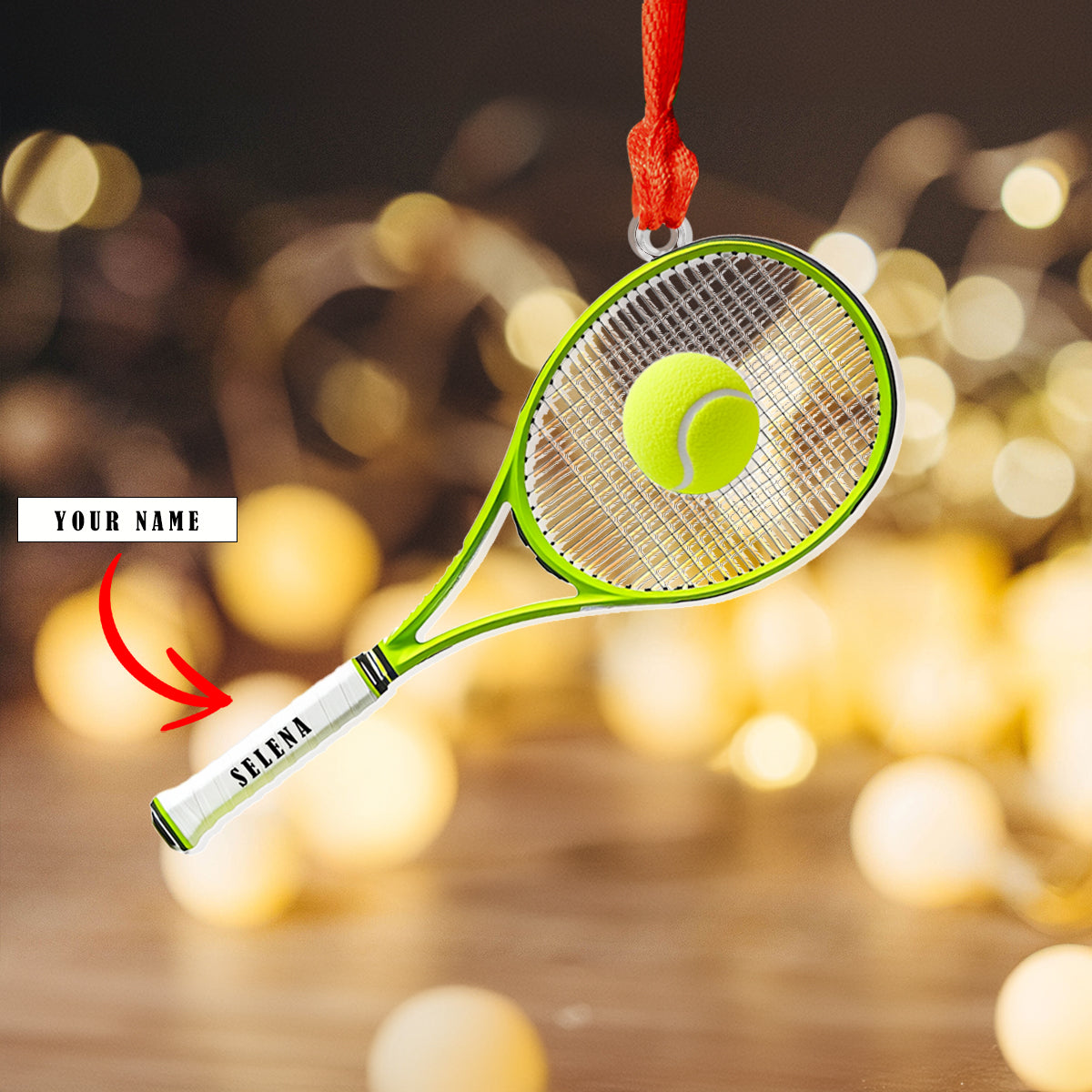 Shineful 2D Acrylic Ornament Personalized Tennis Racket And Ball