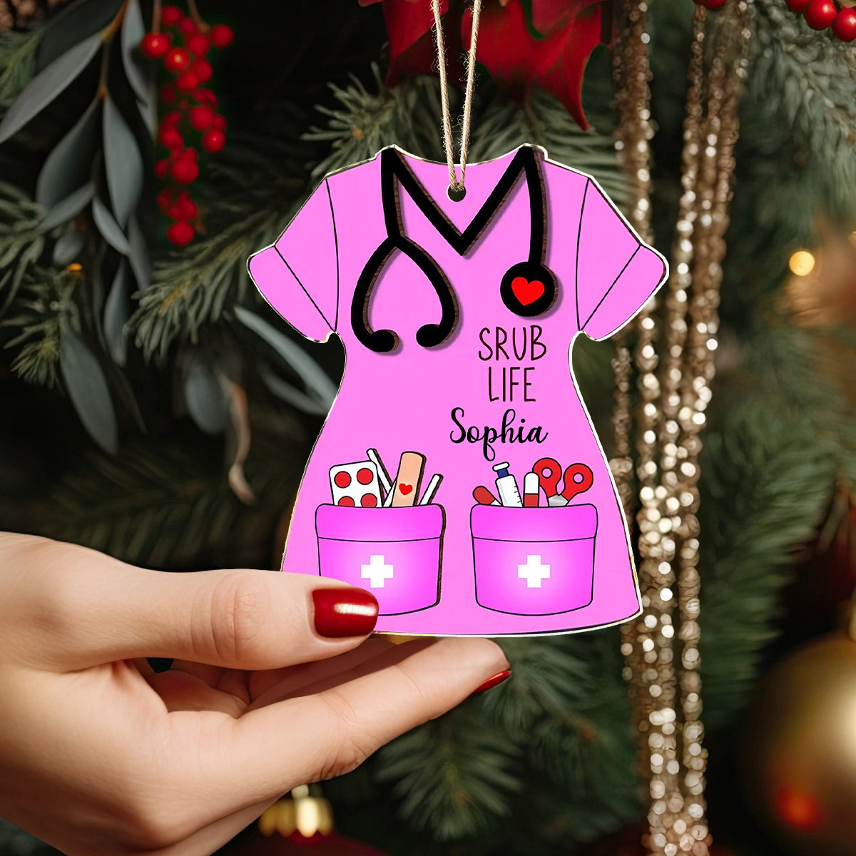 Shineful 2D Acrylic Ornament Personalized Nurse Scrub Life