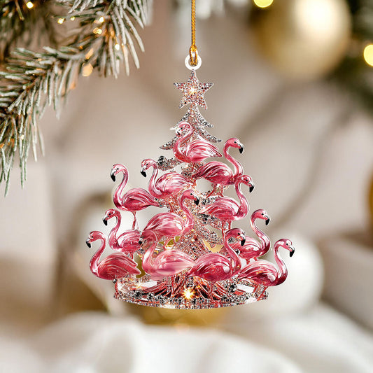 Shineful 2D Acrylic Ornament Pink Flamingo Holiday