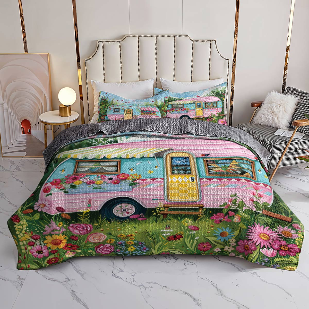 Shineful All Season Quilt 3-Piece Set Charming Camper