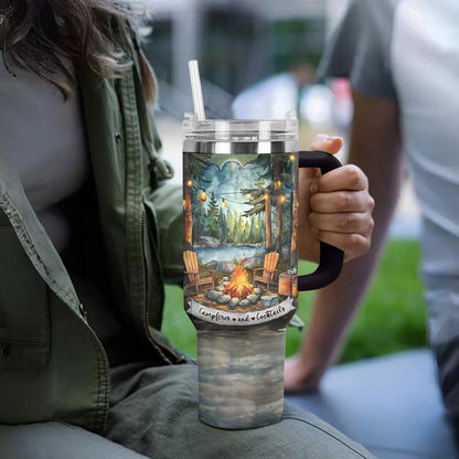 Camping Shineful™ Tumbler Campfire And Cocktails Mn8 40Oz