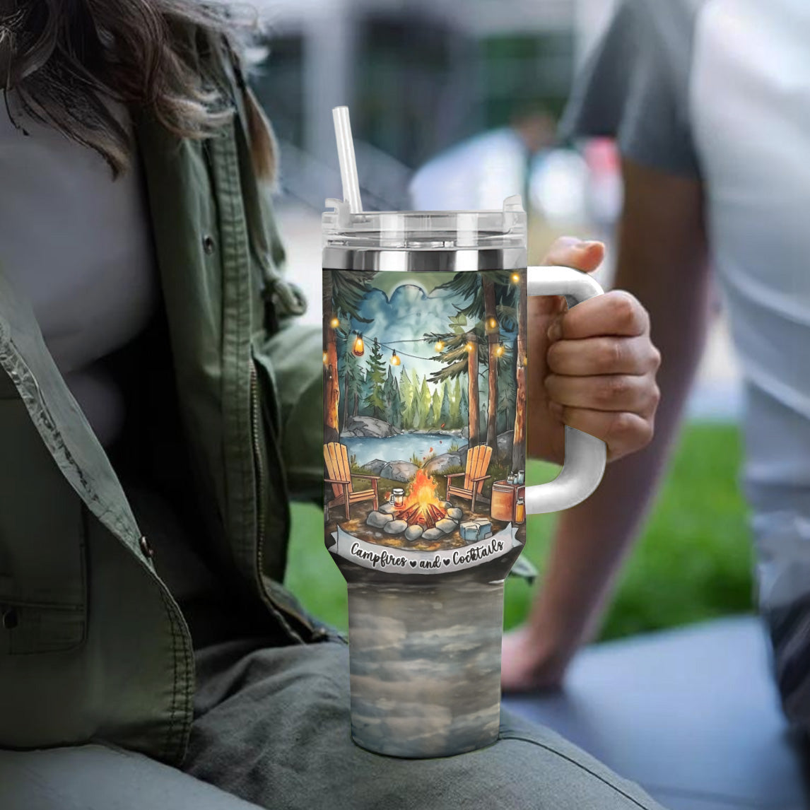 Camping Shineful™ Tumbler Campfire And Cocktails Mn8 40Oz