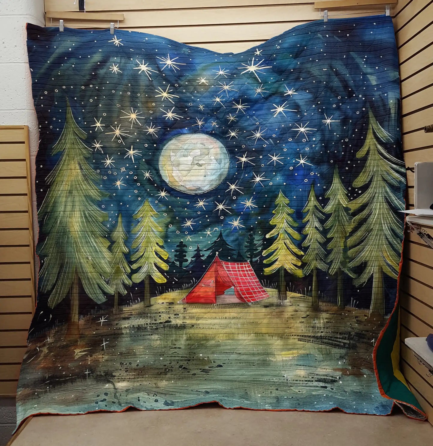 Shineful Flat Print Faux Quilt Blanket Camping Sleep Under The Star