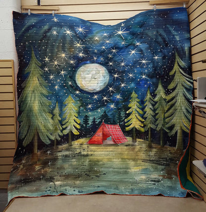 Shineful Flat Print Faux Quilt Blanket Camping Sleep Under The Star