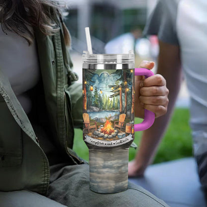 Camping Shineful™ Tumbler Campfire And Cocktails Mn8 40Oz