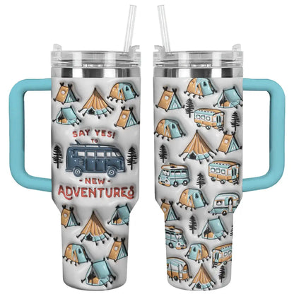 Shineful Tumbler New Adventure Camping Puffy Printed