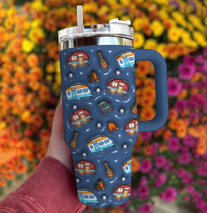 Shineful Tumbler Camping Starry Night 3D Puffy Printed