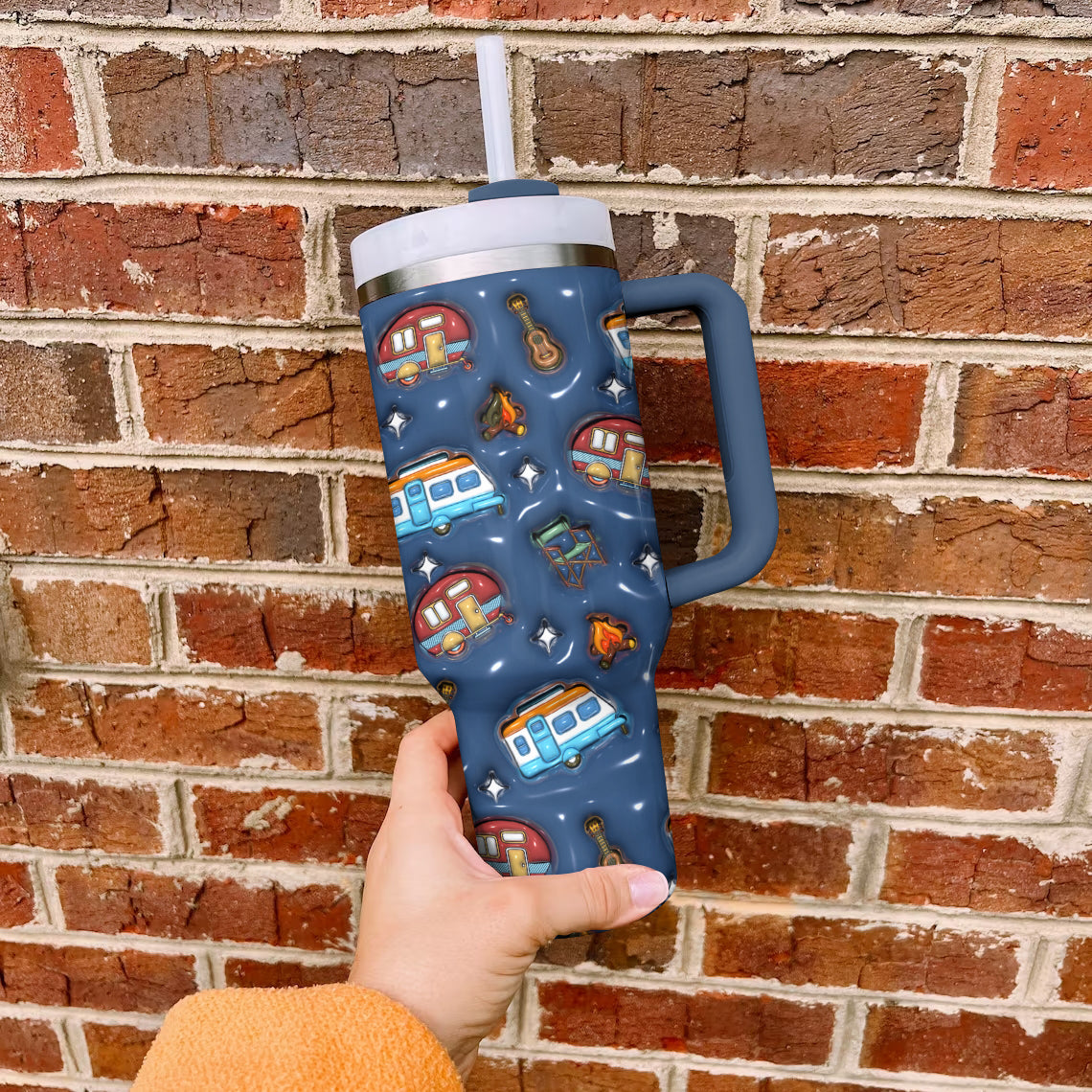 Shineful Tumbler Camping Starry Night 3D Puffy Printed