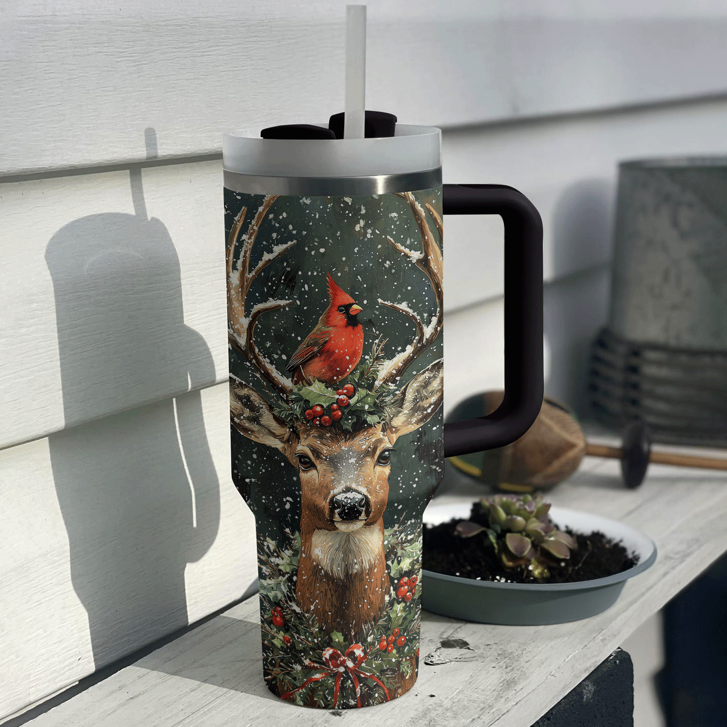 Shineful Tumbler Cardinal & Deer Majesty Holiday