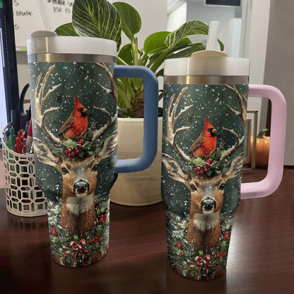 Shineful Tumbler Cardinal & Deer Majesty Holiday