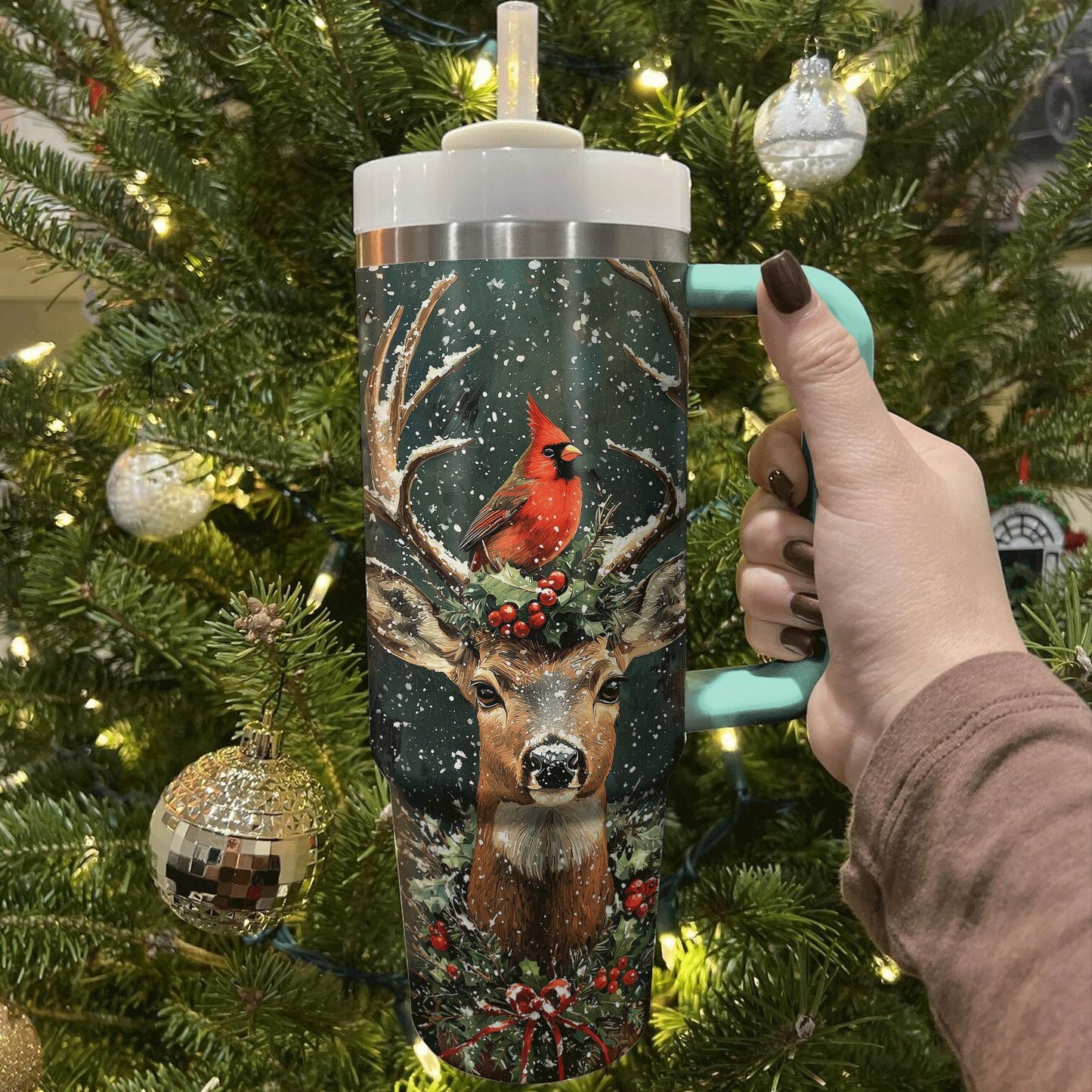 Shineful Tumbler Cardinal & Deer Majesty Holiday