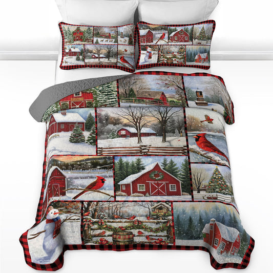 Shineful All Season Quilt 3-Piece Set Winter in the Countryside