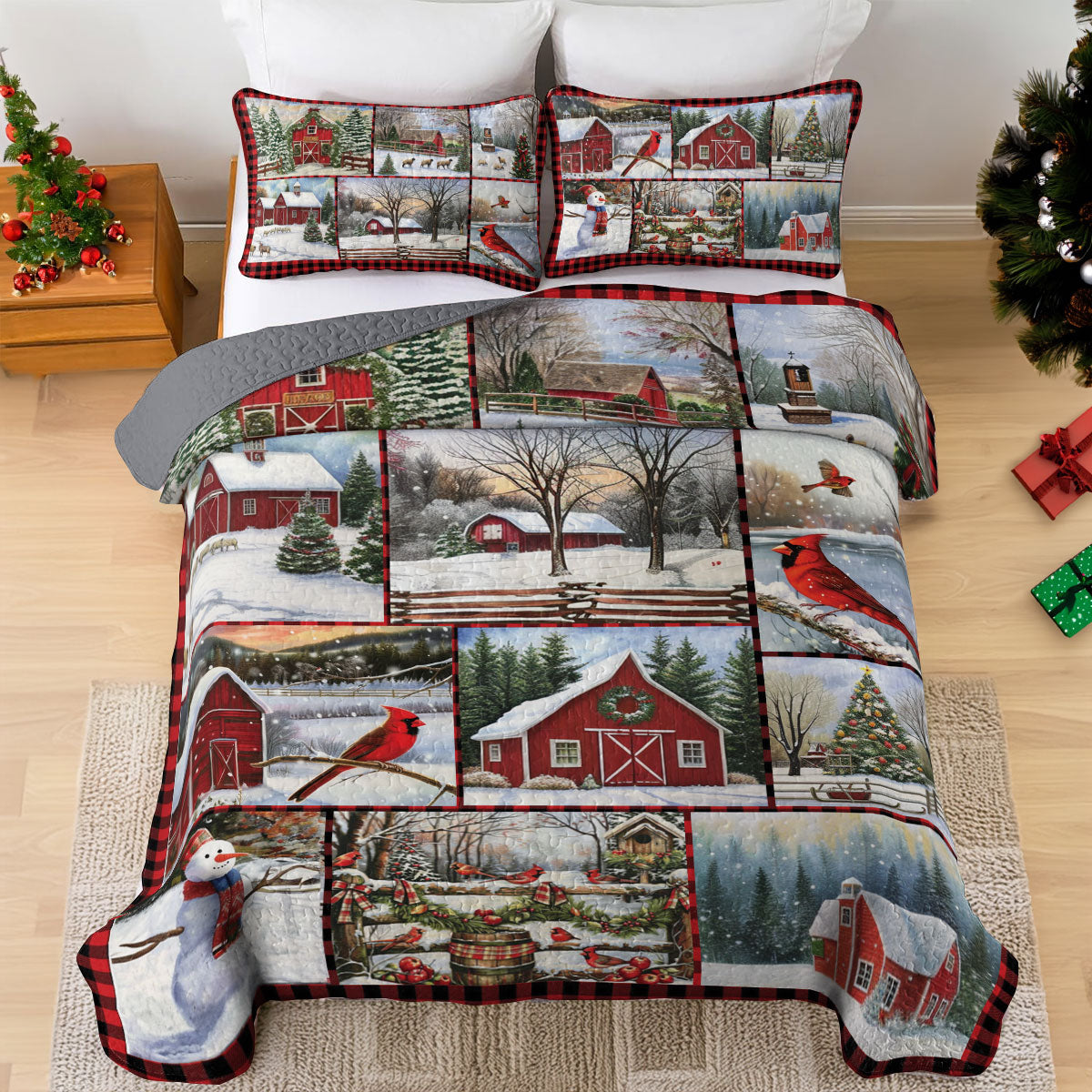 Shineful All Season Quilt 3-Piece Set Winter in the Countryside