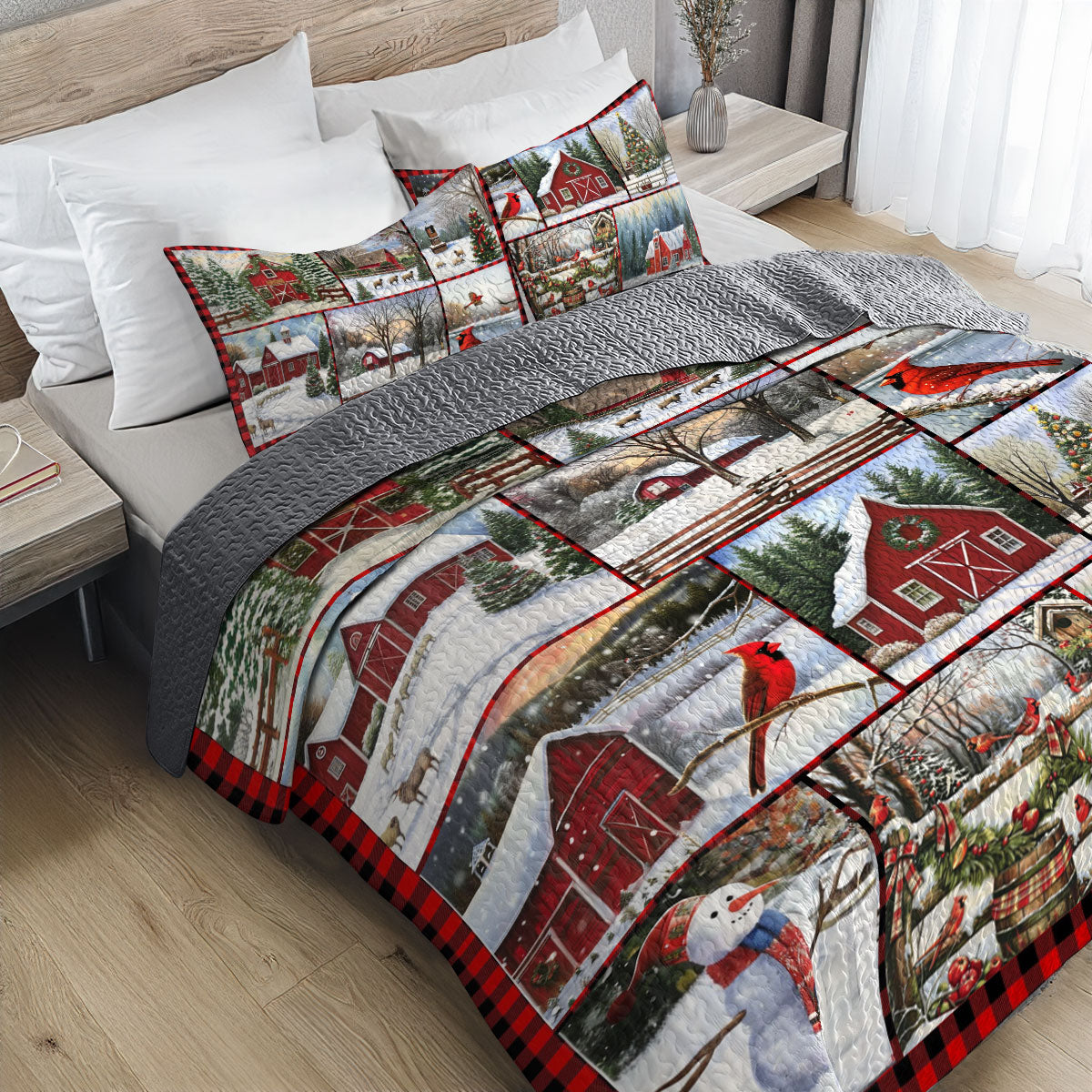 Shineful All Season Quilt 3-Piece Set Winter in the Countryside