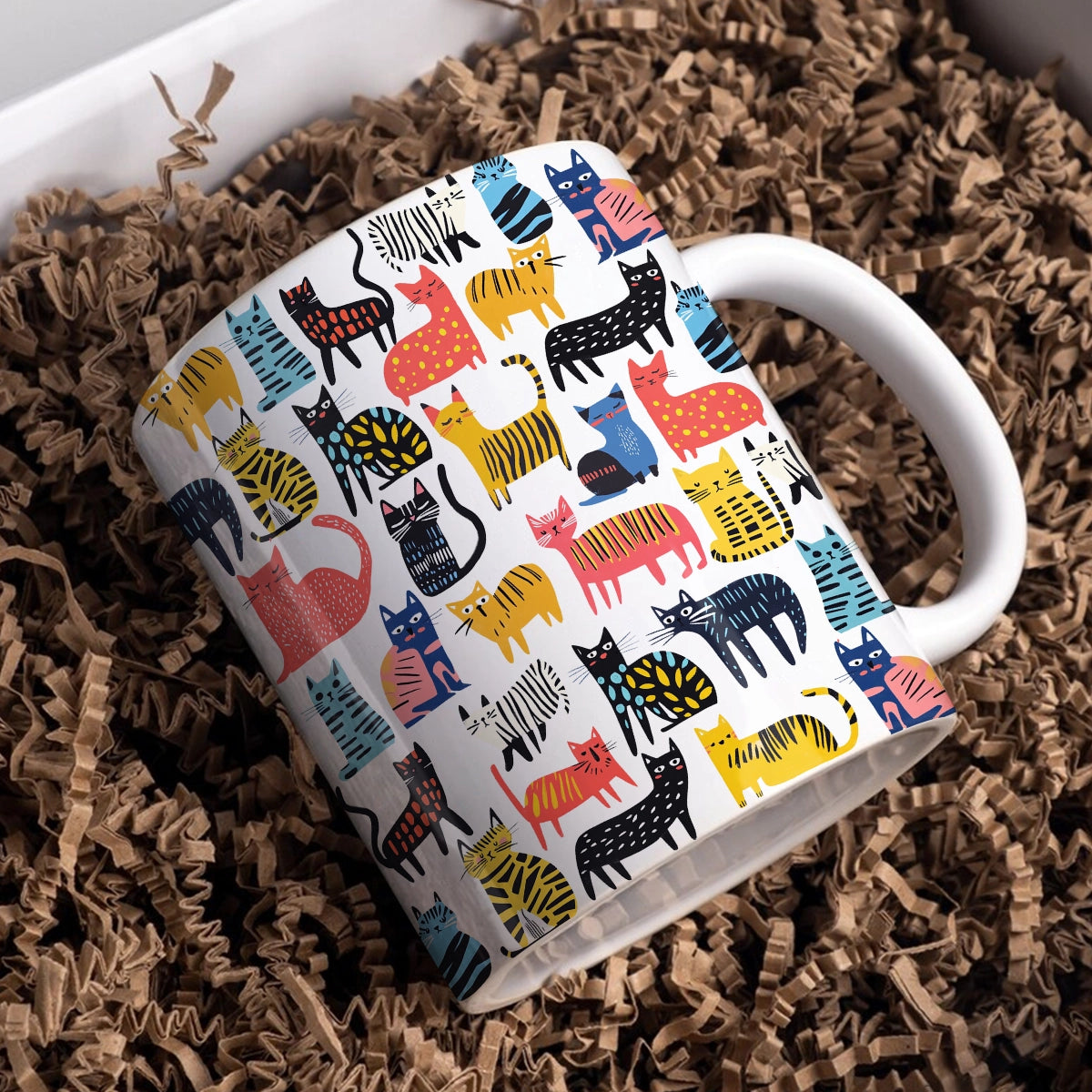 Shineful Ceramic Mug Colorful Cat Doodles