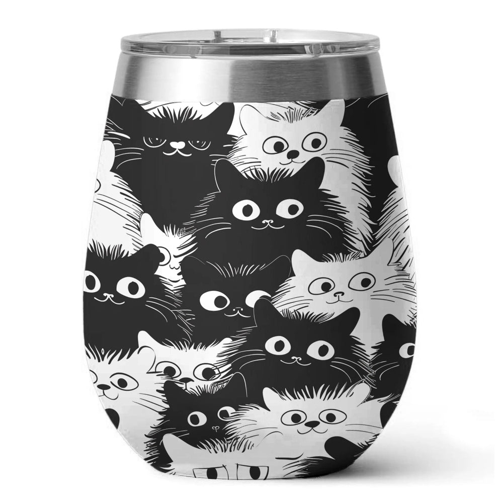 Shineful Wine Tumbler Cute Chubby Cat