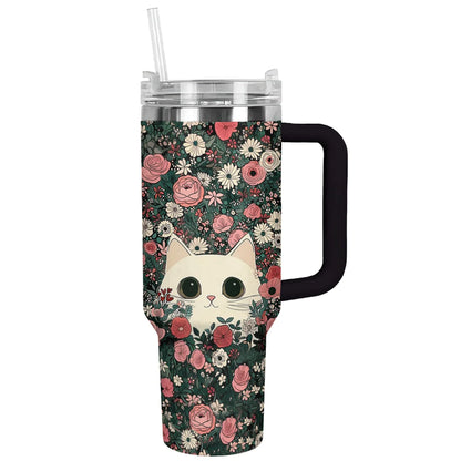 Cat 40 Oz Shineful™ Tumbler Flowers Mn8 40Oz