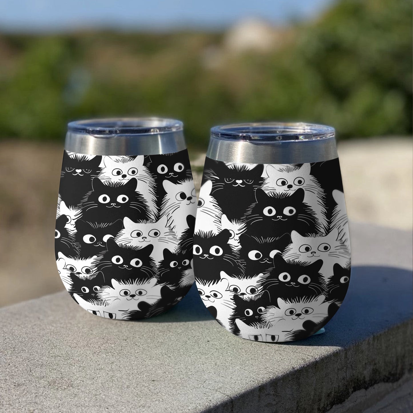 Shineful Wine Tumbler Cute Chubby Cat