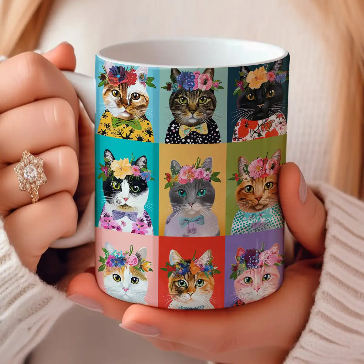 Shineful Ceramic Mug Amazing Cat Flower