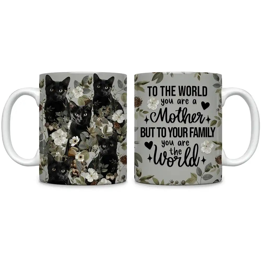 Glänzende Keramiktasse „Cat Mom Is The World“