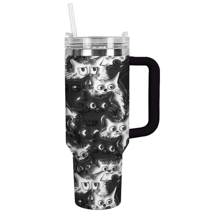 Shineful Tumbler Puffy Effect Cute Cat