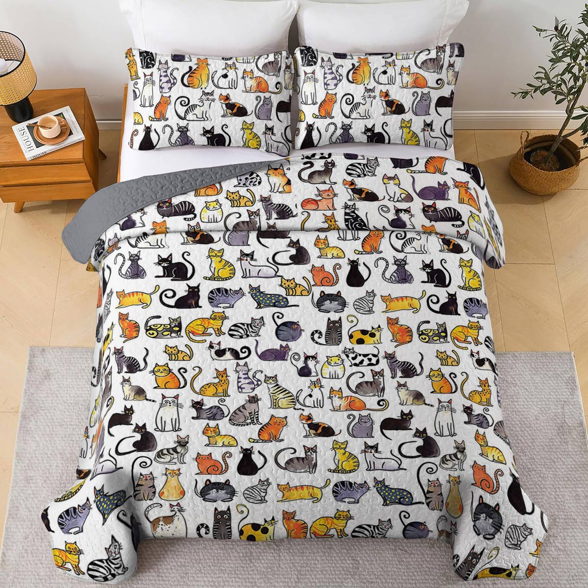 Shineful All Season Quilt 3-Piece Set Cats In My Life