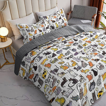 Shineful All Season Quilt 3-Piece Set Cats In My Life