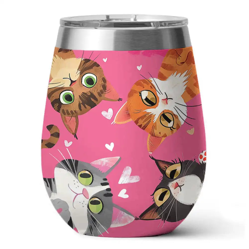 Shineful Wine Tumbler Cat Knead Love