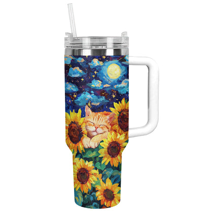 Shineful Tumbler Sunflower Starry Sleepy Cat